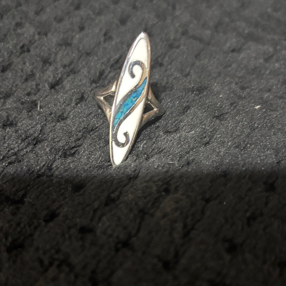 Elegant Silver and Turquoise Swirl Ring